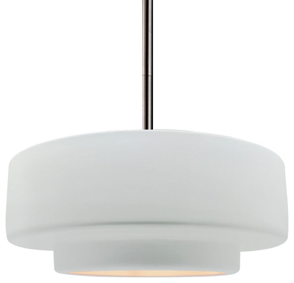 Radiance Medium Tier Pendant, Gloss White Frame, Brushed Nickel -Rigid Stem Kit
