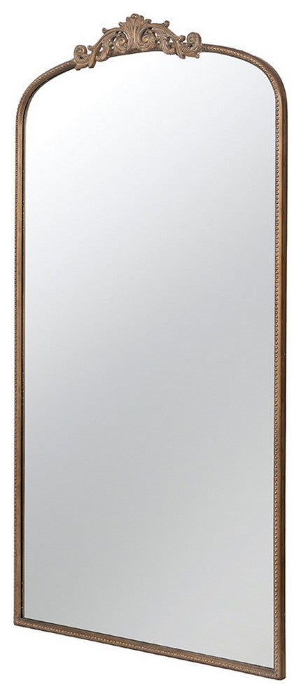 Benzara BM286126 66"Wall Mirror, Gold Curved Metal Frame, Ornate Baroque