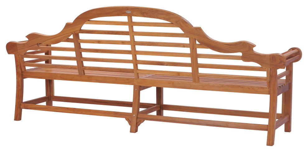 Teak Wood Lutyens Quadruple Outdoor Patio Bench, 8 Foot