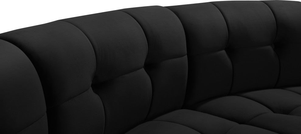 Limitless Velvet Upholstered 3-Piece Modular Sectional, Black