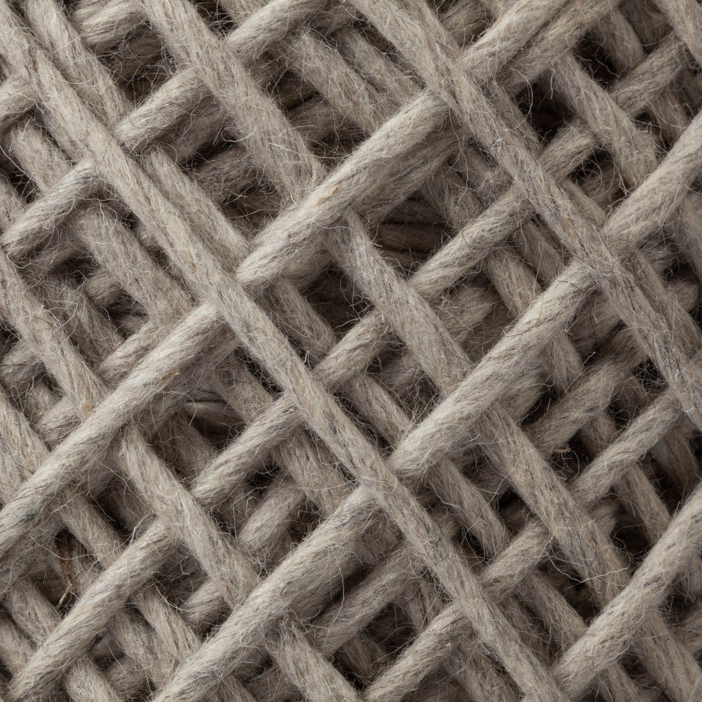 Allium Pouf Oatmeal Wool Diamond Pattern Cylindrical Pouf