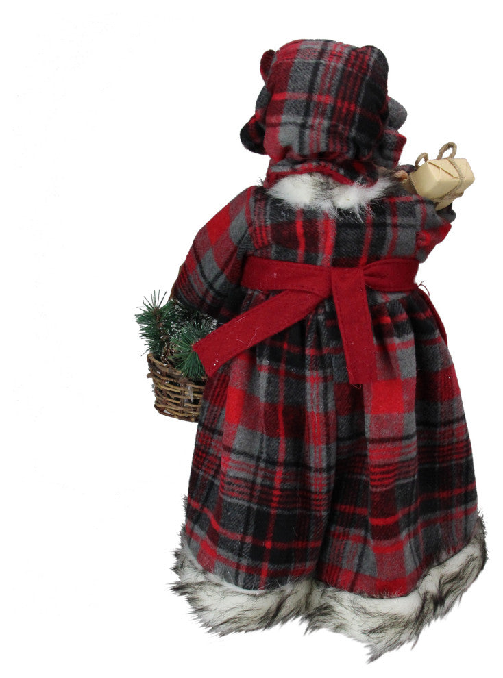 Country Rustic Mrs. Claus in Red Checkered Dress Figure