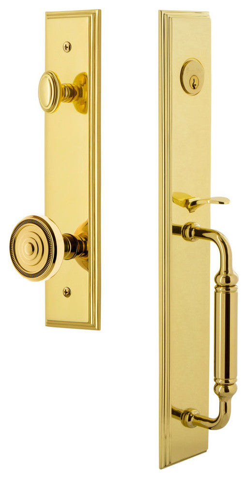 Carre' 1-Piece Dummy Handleset, C Grip and Soleil Knob, Lifetime Brass, 849175