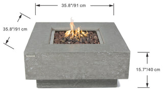 Manhattan 36" Concrete Fire Table (Natural Gas) / Light Grey