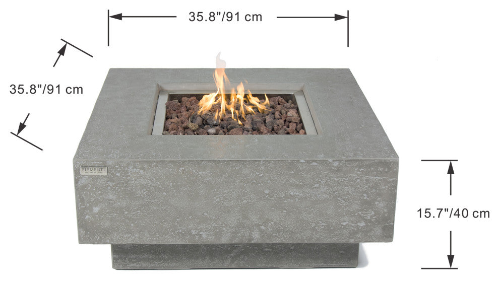 Manhattan 36" Concrete Fire Table (Natural Gas) / Light Grey