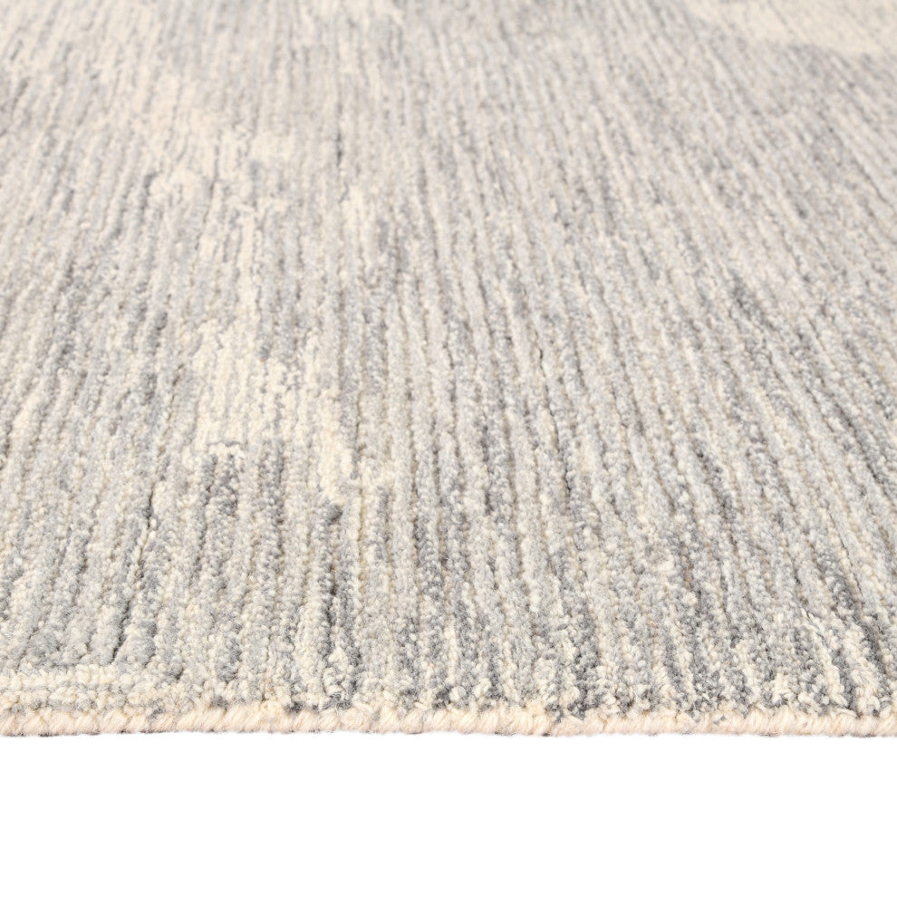 Mexico Abstract Ivory Gray Hand-Hooked Area Rug 5' x 7'6"