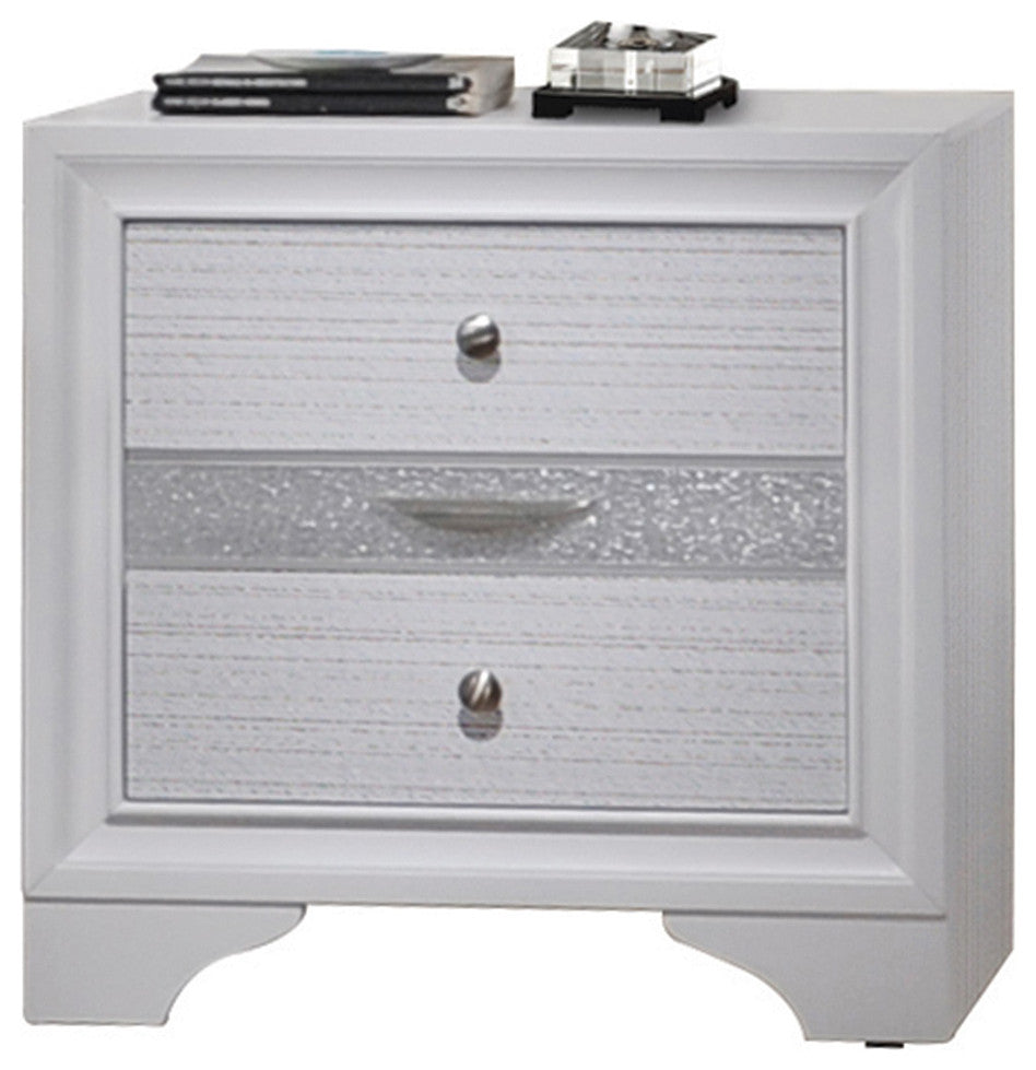 Wooden White Nightstand with 3 Drawers