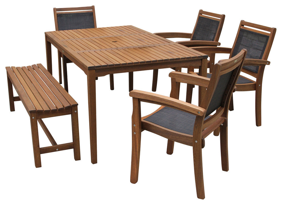 Catania 6-Piece Sling and Eucalyptus Dining Set