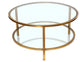 36" x 36" x 18" Gold, Double-Layered Coffee Table