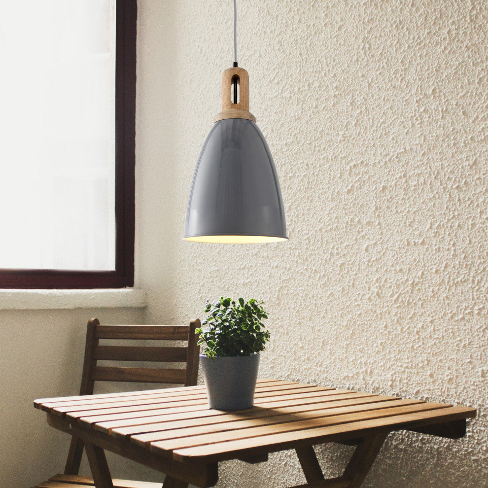1-Light Pendant with Gray Cone Shade