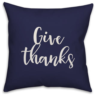 Give Thanks in Navy 18x18 Throw Pillow Cover