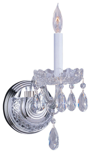 1-Light Sconce, Polished Chrome, Clear Hand-Cut Crystals