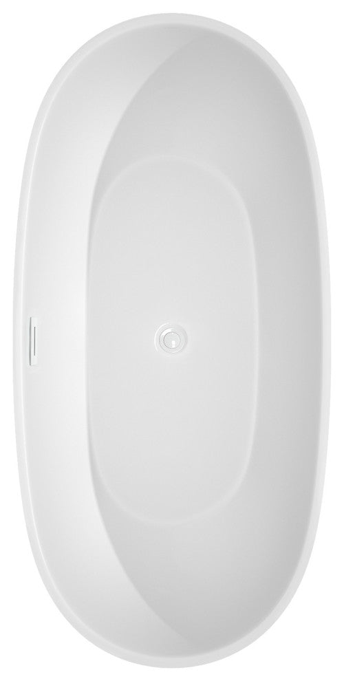 Juno Freestanding Bathtub, Shiny White Trim, 67", Faucet in Matte Black