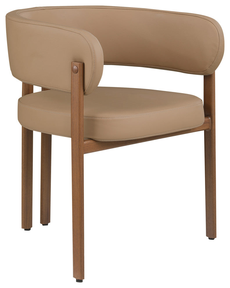 Gideon Black Faux Leather Dining Chair (Set of 2), Tan, Walnut Finish
