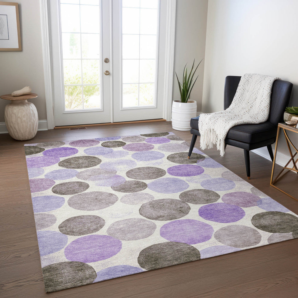 Machine Washable Indoor/Outdoor Chantille ACN1898 Purple 3' x 5' Rug