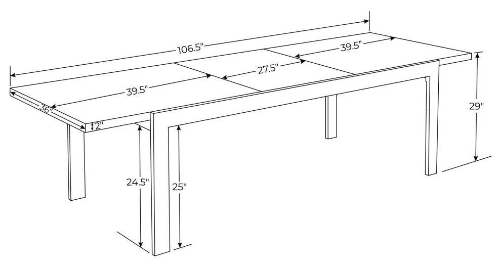 Loma Outdoor Extension Dining Table With Powder Coated Aluminum Frame, White