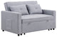 Zoey Linen Convertible Sleeper Loveseat With Side Pocket, Light Gray