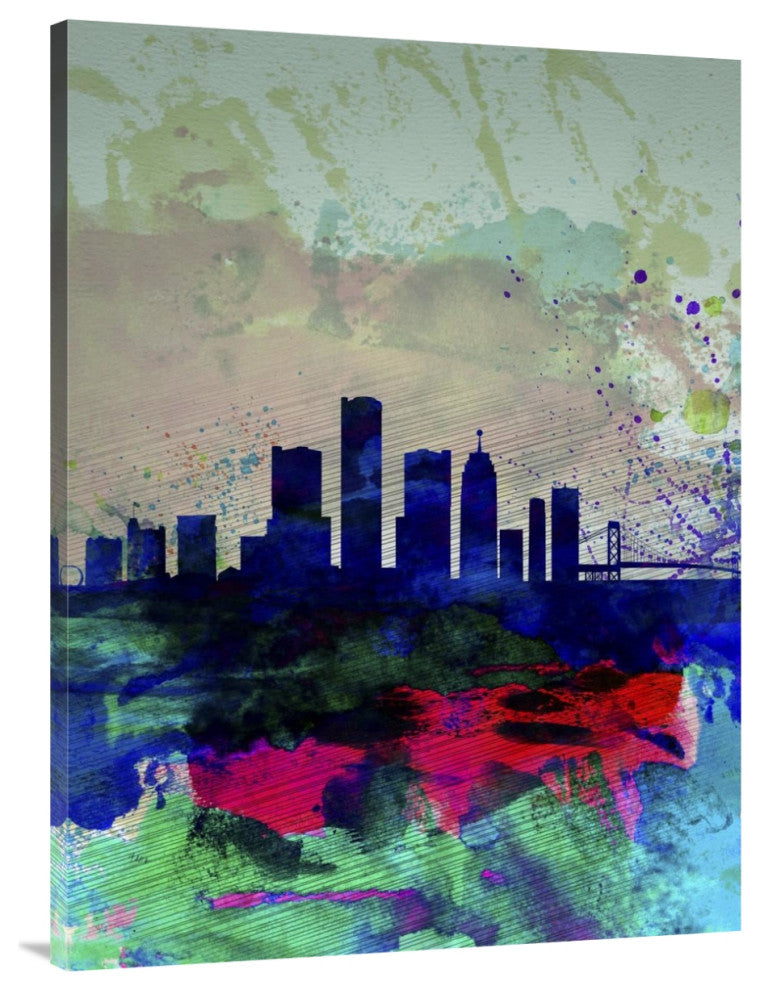 "Detroit Watercolor Skyline" Fine Art Print