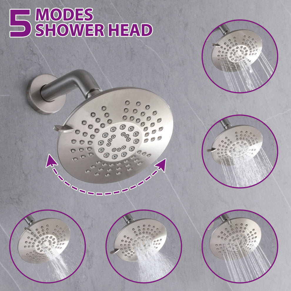 Pressure Balanced Shower Faucet with 3-Setting Handheld Shower, Brushed Nickel