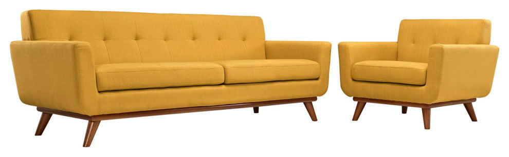 Modern Citrus Engage Armchair and Sofa, 2-Piece Set