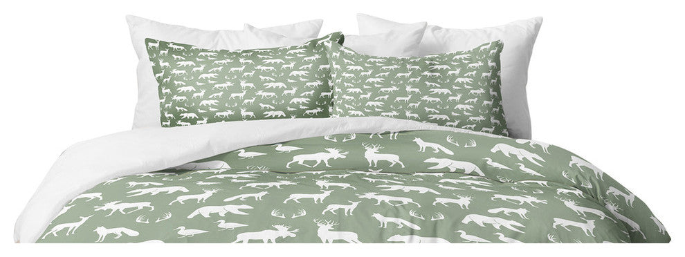 Deny Designs Little Arrow Design Co Woodland On Sage Duvet Cover Set