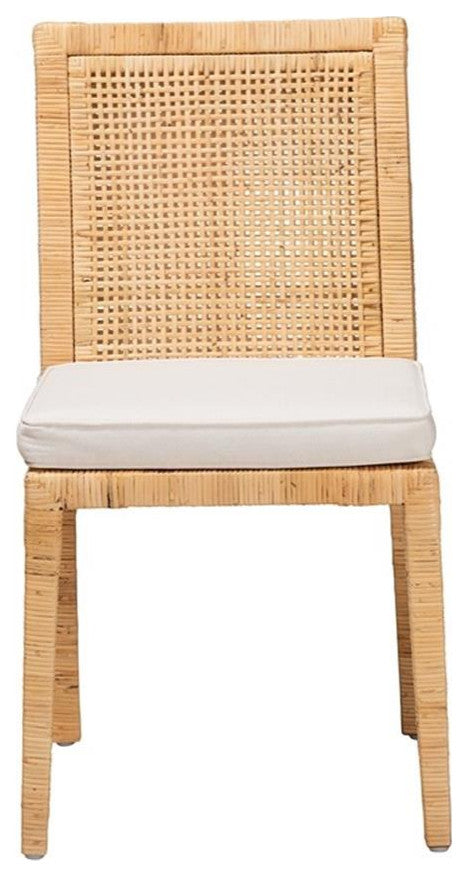 Baxton Studio Sofia Walnut Finished Wood and Rattan Dining Chair