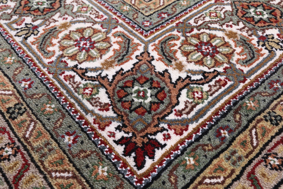 8' 11" X 12' 3" Wool & Silk Persian Tabriz Handmade Rug - Q13009