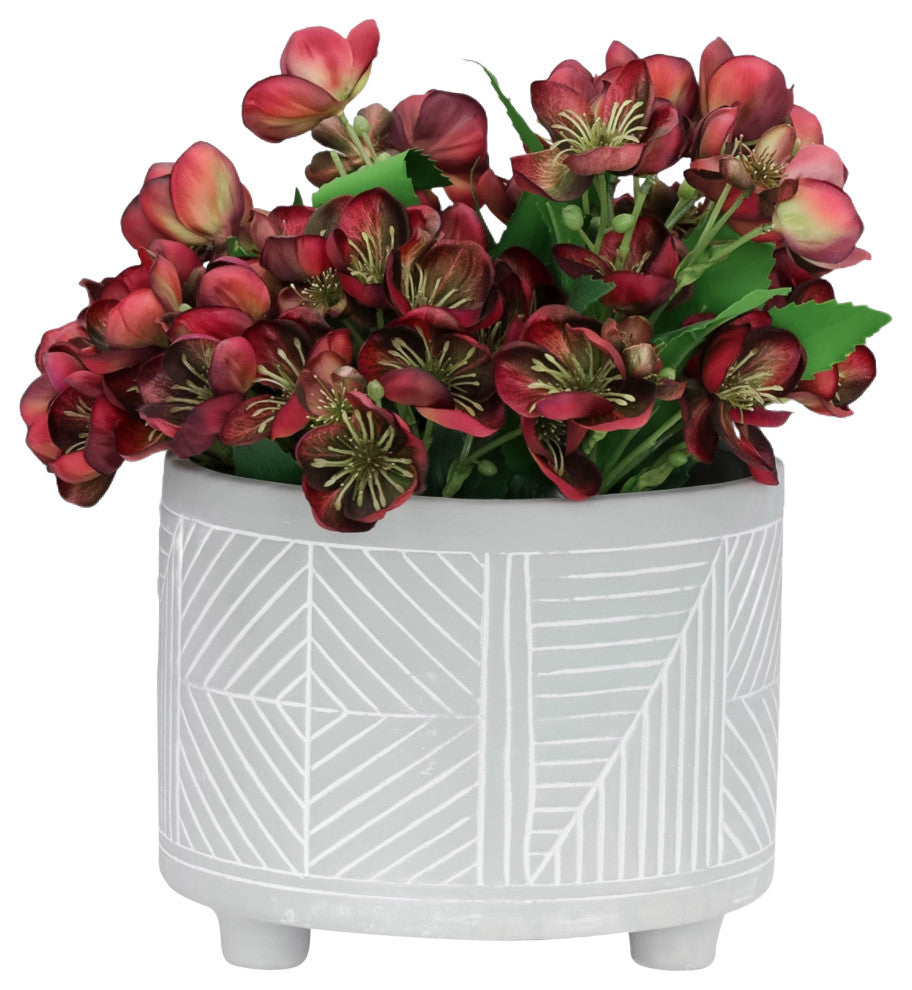 2-Piece Set Ceramic Diamond Footed Planter, Gray