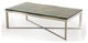 HomeRoots 14" Mosaic Wood Glass and Steel Coffee Table