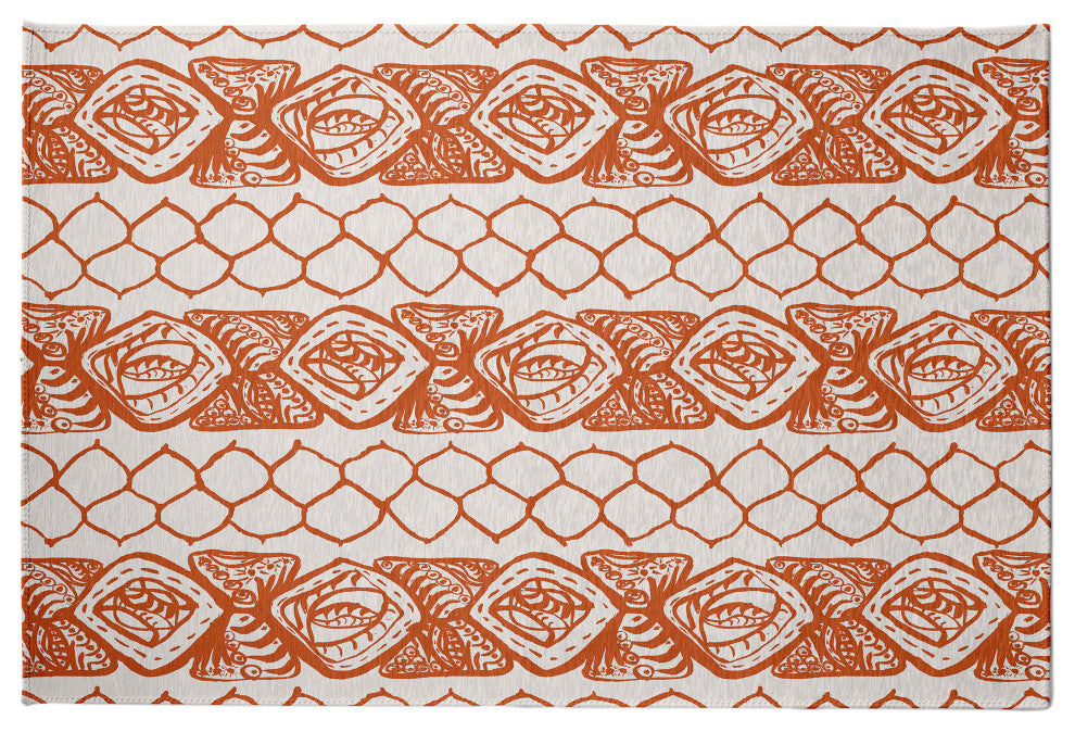 Honeycomb Stripes Rug, Orange, 4'x6'