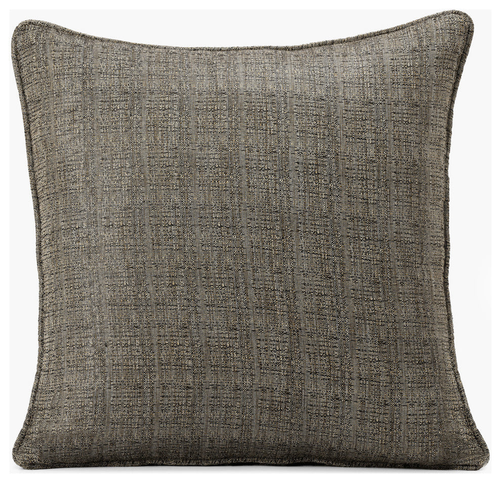 Nighthawk Grey Yarn Dyed Faux Raw Textured Silk Cushion Cover, Pair, 18"x18"