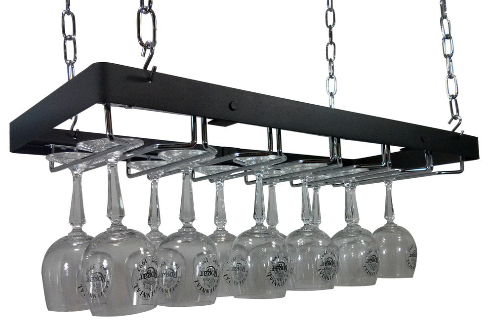 Rogar Hanging Wine Glass Rack, Black