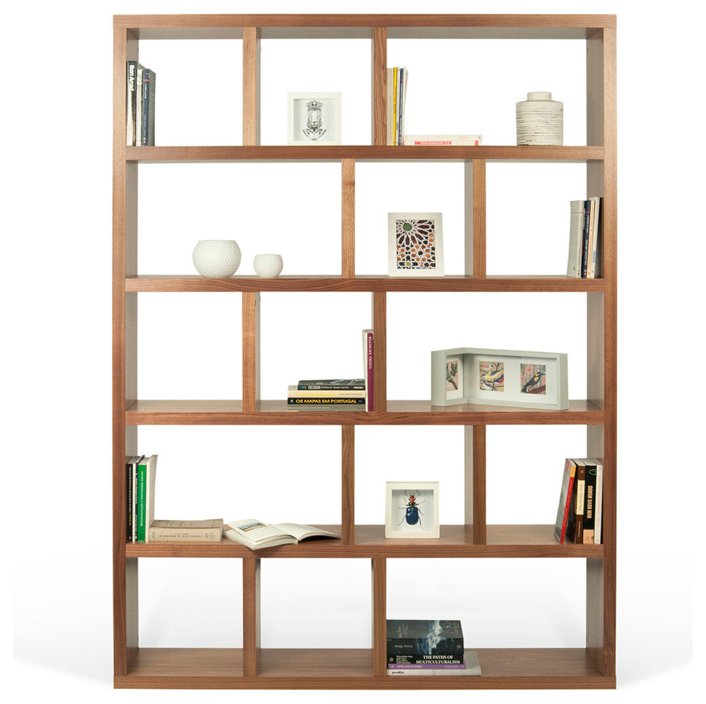 Contemporary Large Thick Wood Modular Shelves, Walnut