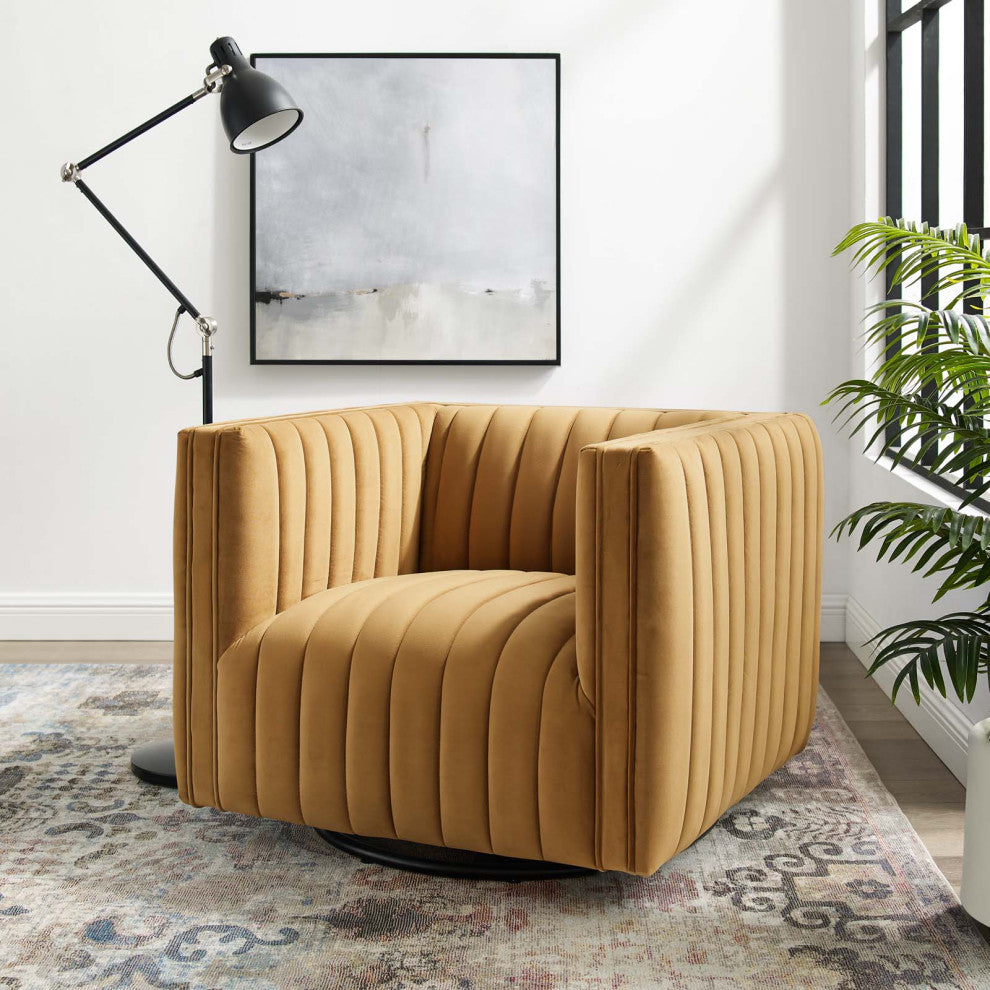 Tufted Armchair Accent Chair, Velvet, Brown, Modern, Living Lounge Hospitality