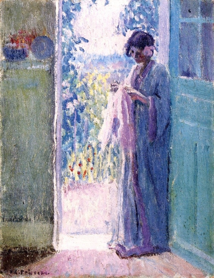 Frederick Carl Frieseke A Woman in a Doorway, 21"x28" Gallery Wrapped Canvas