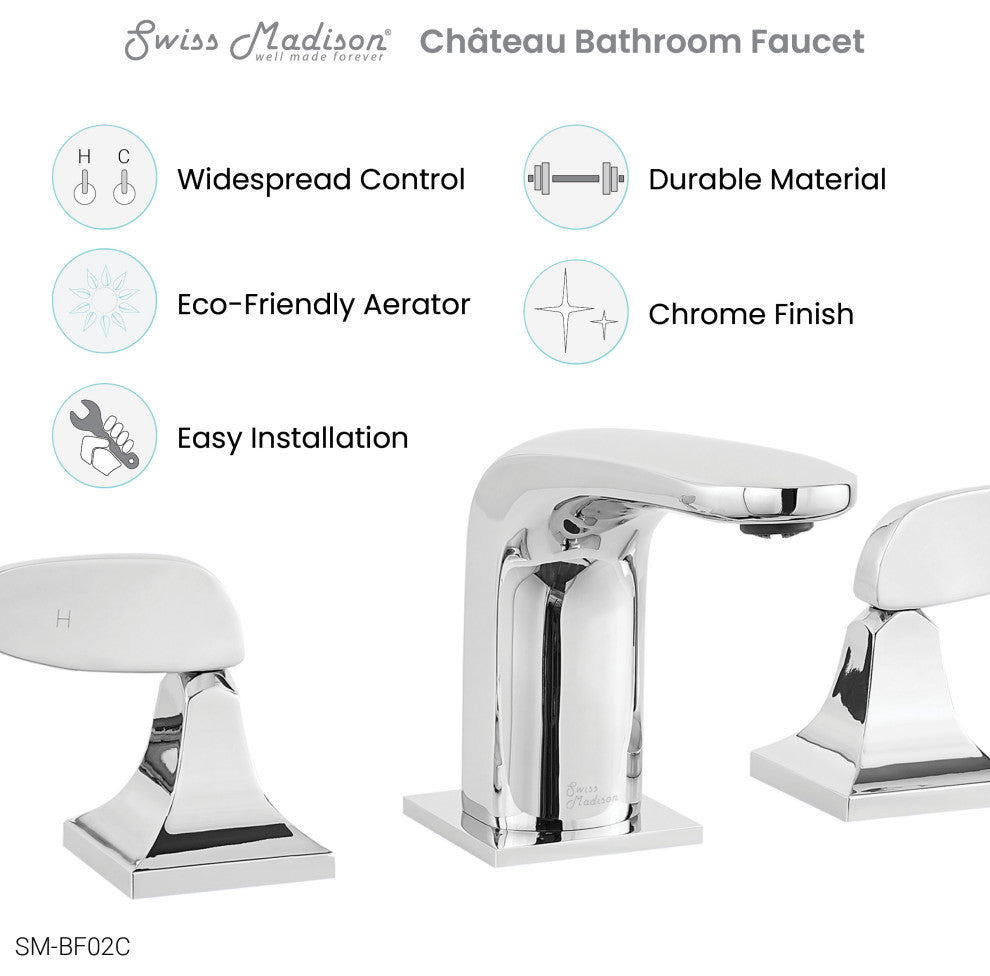 ChÃ¢teau 8" Widespread 2-Handle Bathroom Faucet, Chrome