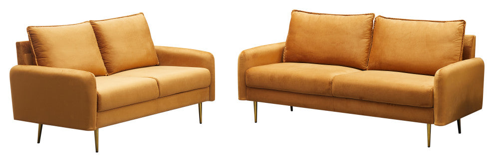 Kingway Furniture Aurora Velvet Living Room Set, Ginger