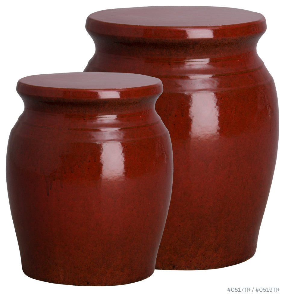 Koji Tropical Red Indoor/Outdoor Ceramic 18" Garden Stool