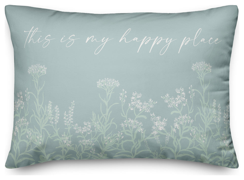 This Is My Happy Place Floral 14x20 Spun Poly Pillow