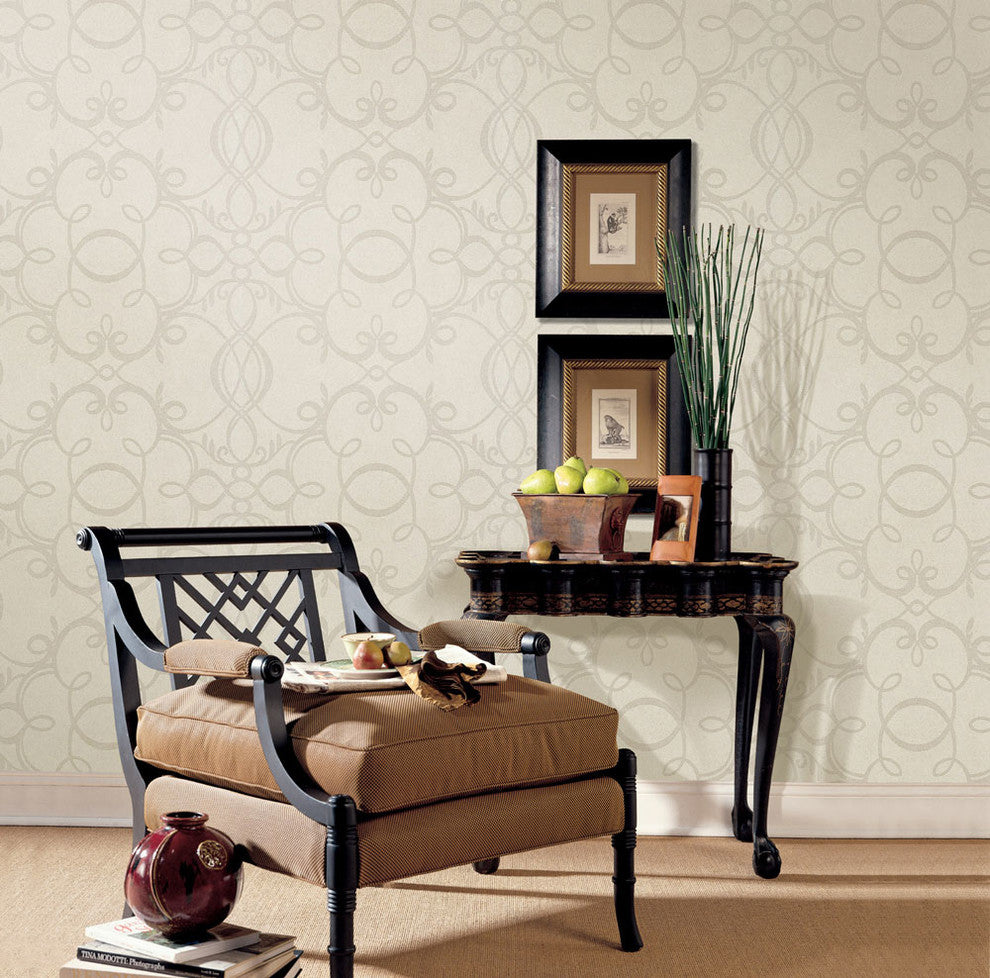 Beige Damask Aria Wallpaper