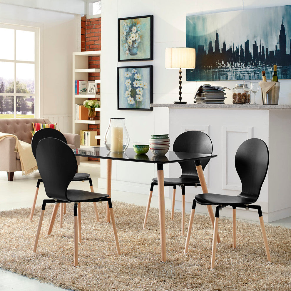Modern Contemporary Kitchen Dining Chairs and Table Set of 5 Black