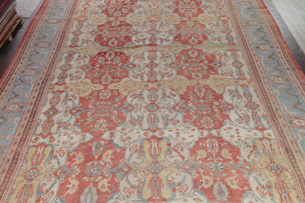 Consigned, Antique Faded Persian Traditional Handmade Area Rug, Beige, 13x24