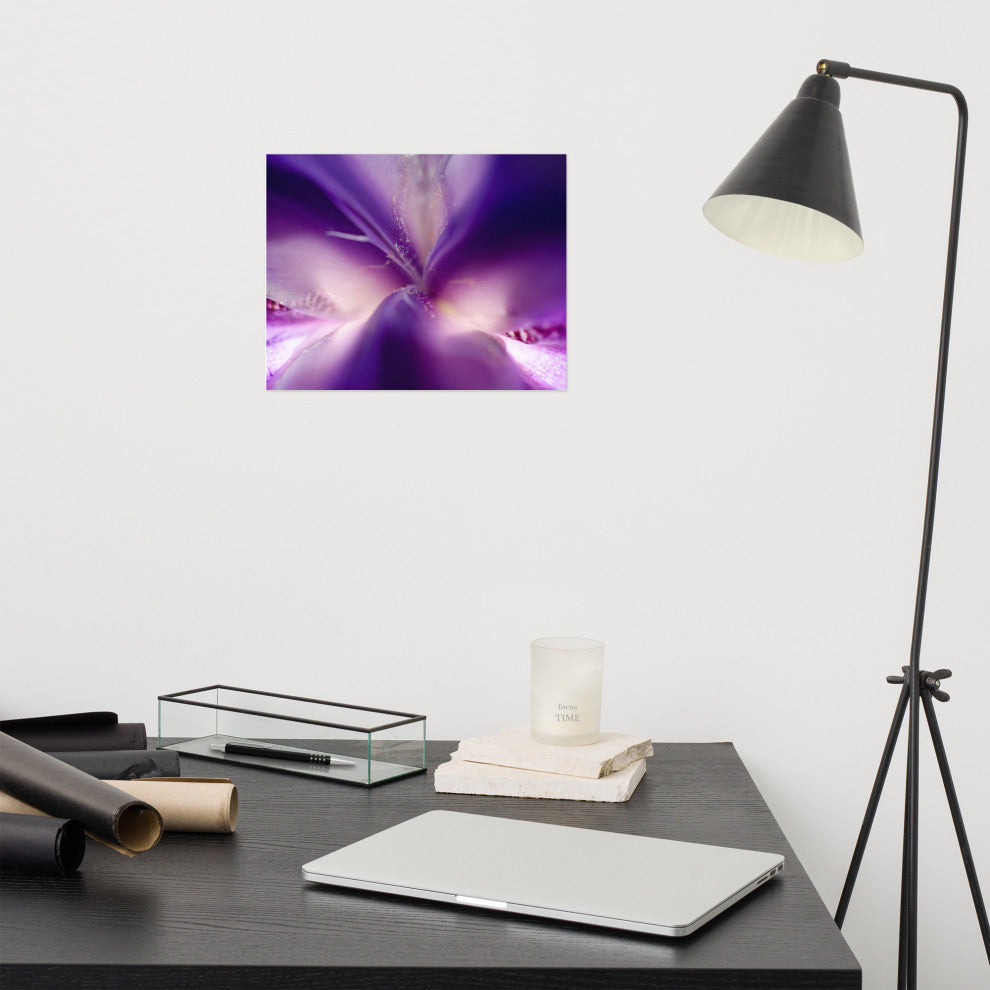 Iris Center Petals Nature Photography, Floral Unframed Wall Art Print, 11" X 14"