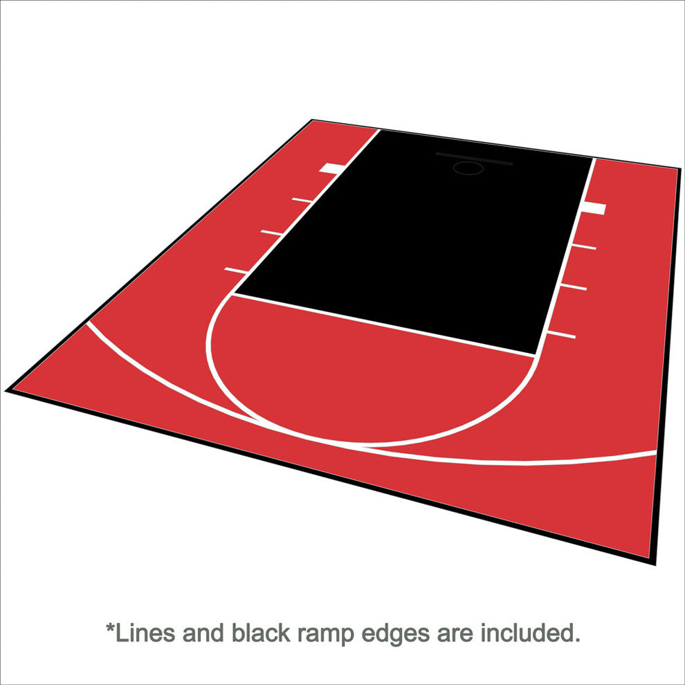 Outdoor Basketball Half Court Kit 20'x24', Black/Red