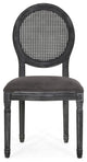 Lintz French Country Wood and Cane  5-Piece Expandable Oval Dining Set, Gray/Gray, Fabric