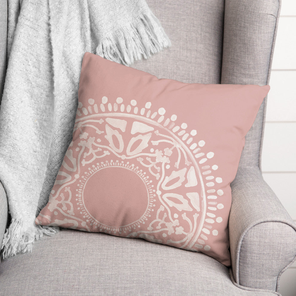 Pink Boho Circle 18x18 Indoor/Outdoor Pillow