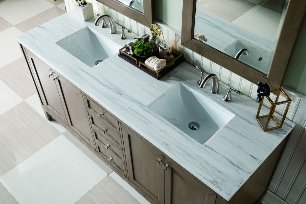 James Martin 305-V72-WWW-3AF Chicago 72" Double Vanity w/ Solid Surface Top