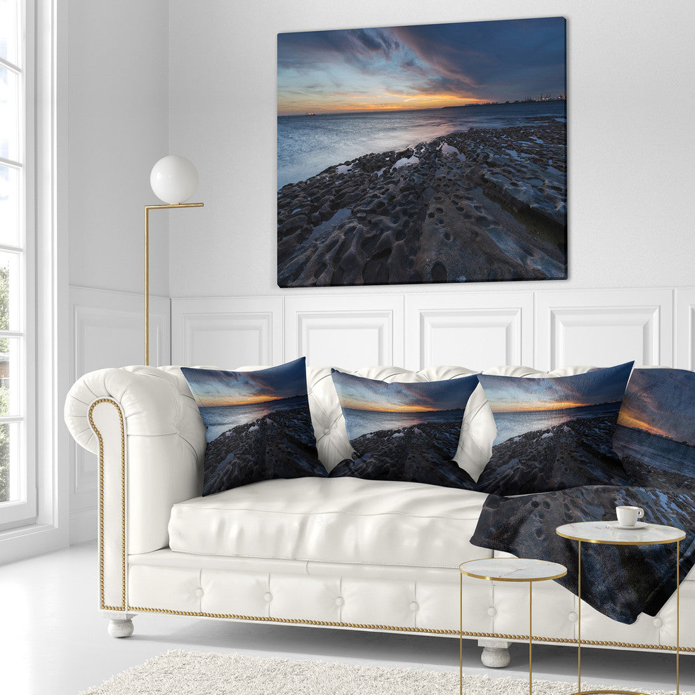 La Perouse Beach Sydney Seascape Throw Pillow, 18"x18"