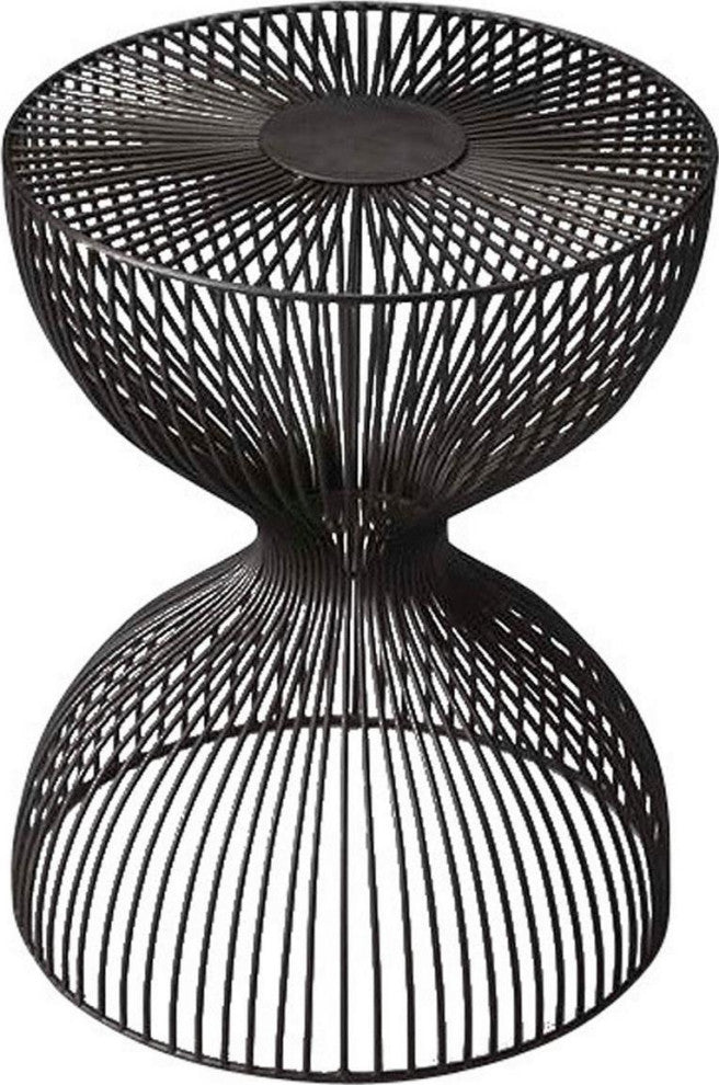 Contemporary Hourglass Iron Side Table