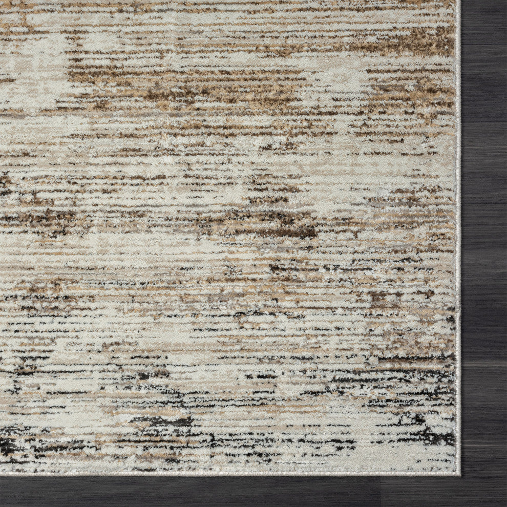 Brimah Gray/Ivory/Multi Distressed Stripe High-Low Indoor Area Rug, 2' X 8'